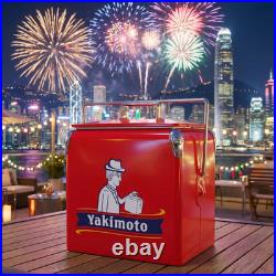 Yakimoto 14Qt Retro Metal Cooler 72H Ice Retention Vintage Camping Ice Chest