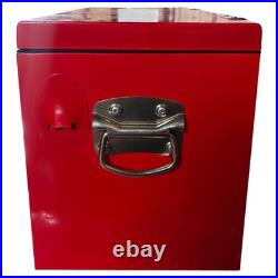 Yakimoto 20L Retro Red Cooler Box Metal Ice Box for Picnics&Backyard Parties