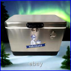 Yakimoto 51L/54qt stainless steel ice chest, Vintage Style Ice Bucket for Camping