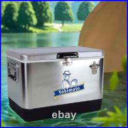 Yakimoto 54 QT Metal Cooler Box Ice Retention for 5-7 Days Portable Ice Chest