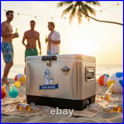 Yakimoto 54QT Large Metal Cooler Retro Ice Chest, 85-Can Capacity for Patio BBQ