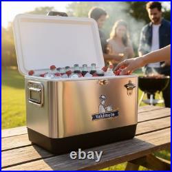 Yakimoto 54QT Large Metal Cooler Retro Ice Chest, 85-Can Capacity for Patio BBQ