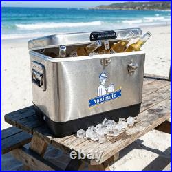 Yakimoto 54QT Stainless Steel Ice Chest 80 Can Large Metal Cooler Heavy Duty Box