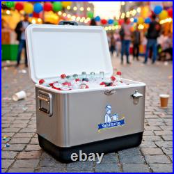 Yakimoto 54Qt Celebration Cooler, Stainless Steel Ice Box for Holiday Gatherings