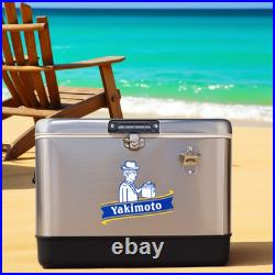 Yakimoto 54Qt Retro Stainless Steel Ice Bucket, 4 Days Ice Retention for Outdoor