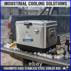 Yakimoto 54Qt Stainless Steel Cooler Retro Industrial Metal Ice Chest Beer Gift