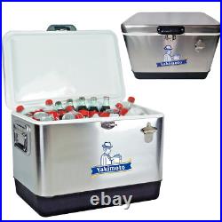 Yakimoto 54Qt Stainless Steel Hard Cooler, Multi-function Cooler Chest, Vintage Yakimoto 54Qt Stainless Steel Hard Cooler, Multi-function Cooler Chest, Vintage