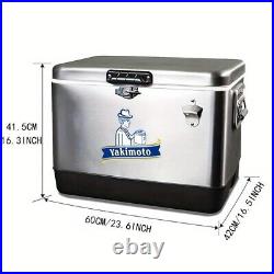 Yakimoto 54Qt Stainless Steel Hard Cooler, Multi-function Cooler Chest, Vintage Yakimoto 54Qt Stainless Steel Hard Cooler, Multi-function Cooler Chest, Vintage