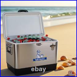 Yakimoto 54Qt Stainless Steel Ice Chest, Large Cooler Box for Tailgating Beach