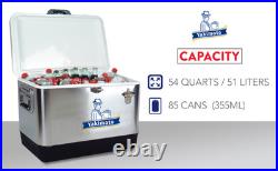 Yakimoto 54Qt Stainless Steel Portable Cooler Box Heavy Duty Ice Chest Camping