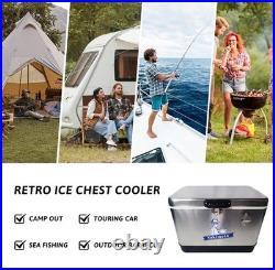 Yakimoto 54Qt Stainless Steel Portable Cooler Box Heavy Duty Ice Chest Camping