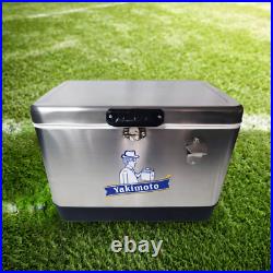 Yakimoto 54Qt Stainless Steel Rodeo Cooler, Portable Safe and durable Ice Chest