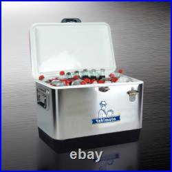 Yakimoto 54Qt Unique Retro Stainless Steel Ice Chest, Portable Car Cooler -NEW Yakimoto 54Qt Unique Retro Stainless Steel Ice Chest, Portable Car Cooler -NEW