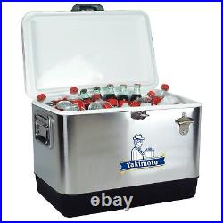 Yakimoto 54Qt Unique Retro Stainless Steel Ice Chest, Portable Car Cooler -NEW Yakimoto 54Qt Unique Retro Stainless Steel Ice Chest, Portable Car Cooler -NEW