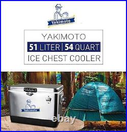 Yakimoto 54Qt Unique Retro Stainless Steel Ice Chest, Portable Car Cooler -NEW Yakimoto 54Qt Unique Retro Stainless Steel Ice Chest, Portable Car Cooler -NEW