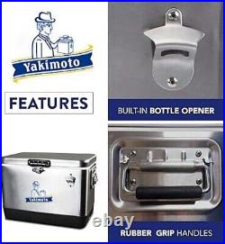 Yakimoto 54Qt Unique Retro Stainless Steel Ice Chest, Portable Car Cooler -NEW Yakimoto 54Qt Unique Retro Stainless Steel Ice Chest, Portable Car Cooler -NEW