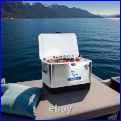 Yakimoto 54Qt Unique Retro Stainless Steel Ice Chest, Portable Car Cooler -NEW Yakimoto 54Qt Unique Retro Stainless Steel Ice Chest, Portable Car Cooler -NEW