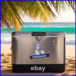 Yakimoto 54Qt Vintage Stainless Steel Cooler Box, Portable Insulation Ice Chest