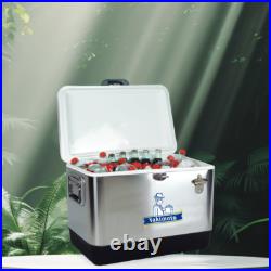 Yakimoto Beverage Stainless Steel 54 Qt Cooler Ice Chest, for Camping Beach Bar