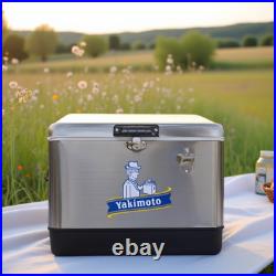 Yakimoto Camping Picnic Large Capacity 54Qt Cooler, Portable Retro Ice Chest