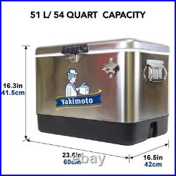 Yakimoto Camping Picnic Large Capacity 54Qt Cooler, Portable Retro Ice Chest