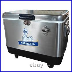 Yakimoto Classic Stainless Steel 54Qt Cooler with Wheels and Retractable Handle