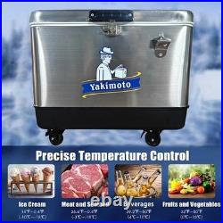 Yakimoto Classic Stainless Steel 54Qt Cooler with Wheels and Retractable Handle