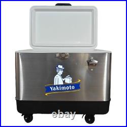 Yakimoto Classic Stainless Steel 54Qt Cooler with Wheels and Retractable Handle