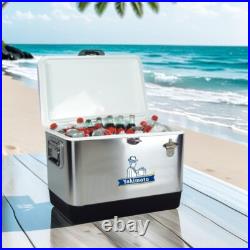 Yakimoto Classical Metal Ice Cooler Box 54QT Stainless Steel for Fishing BBQ RV