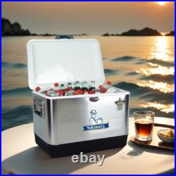 Yakimoto Classical Metal Ice Cooler Box 54QT Stainless Steel for Fishing BBQ RV