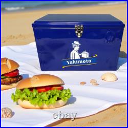 Yakimoto Cooler Box withBottle Opener Vintage 21Qt Metal Ice Chest Locking Lid