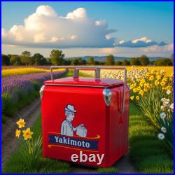 Yakimoto Eco-friendly Vintage Metal Cooler Box, 13L/14Qt, Portable for Outdoor