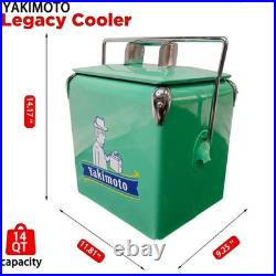 Yakimoto Greenish-Blue 14Qt Metal Ice Chest, Essential for Outdoor Travel Parties