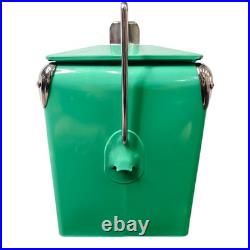 Yakimoto Greenish-Blue 14Qt Metal Ice Chest, Essential for Outdoor Travel Parties