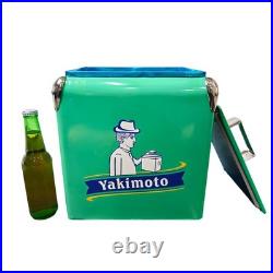 Yakimoto Greenish-Blue 14Qt Metal Ice Chest, Essential for Outdoor Travel Parties