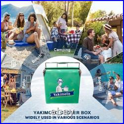 Yakimoto Greenish-Blue 14Qt Metal Ice Chest, Essential for Outdoor Travel Parties