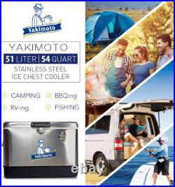 Yakimoto Hard Cooler, Insulated Portable Ice Box 54Qt 80-Can Capacity Ice Chest