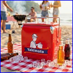 Yakimoto Ice Chest 13L Metal Cooler Box Red, For Hiking Picnic Fishing BBQ Party