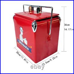 Yakimoto Ice Chest 13L Metal Cooler Box Red, For Hiking Picnic Fishing BBQ Party