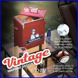 Yakimoto Ice Chest 13L Metal Cooler Box Red, For Hiking Picnic Fishing BBQ Party