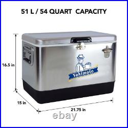 Yakimoto Ice Chest, Cooler, with Bottle Opener, 51L 54Qt, Vintage Style Ice Bucket