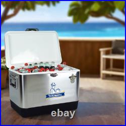 Yakimoto Outdoor 54 Quart Large Stainless Steel Cooler, Portable Ice Chest, Silver