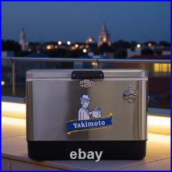 Yakimoto Portable Party Cooler Box, 54Qt Metal Retro Ice Chest, 72 Hour Cooling