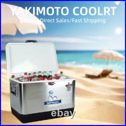 Yakimoto Retro 54Qt Stainless Steel Ice Bucket, 4-Day Long-Lasting Ice Retention