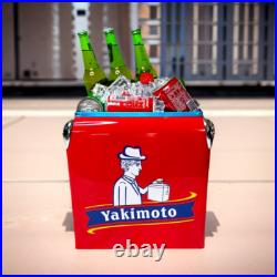 Yakimoto Retro Classic Style Hard Metal Cooler 14-Qt Small Cooler Ice Chest