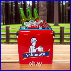 Yakimoto Retro Ice Chest Beer Soda Cooler Red Metal With Handle