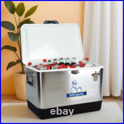 Yakimoto Retro Metal Cooler 80 Can/54 Qt. Capacity Hard-Sided, For Camping