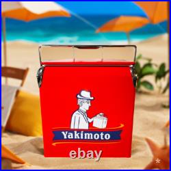 Yakimoto Retro Metal Ice Chest Cooler 14Qt Portable Beverage Cooler, Red