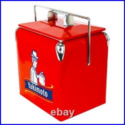 Yakimoto Retro Metal Ice Chest Cooler 14Qt Portable Beverage Cooler, Red Yakimoto Retro Metal Ice Chest Cooler 14Qt Portable Beverage Cooler, Red