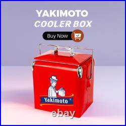 Yakimoto Retro Metal Ice Chest Cooler with Built-In Bottle Opener, 14Qt Red Cooler